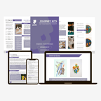 Integration Blueprint guide pages displayed across devices with journaling and creative practices — Pada Integration Blueprint