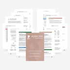 Spread of all guide pages showing microdosing protocols, science, weekly trackers, and harm reduction content — Pada Microdosing Kit